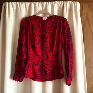 Nicola vintage red and black snake print blouse made in USA
